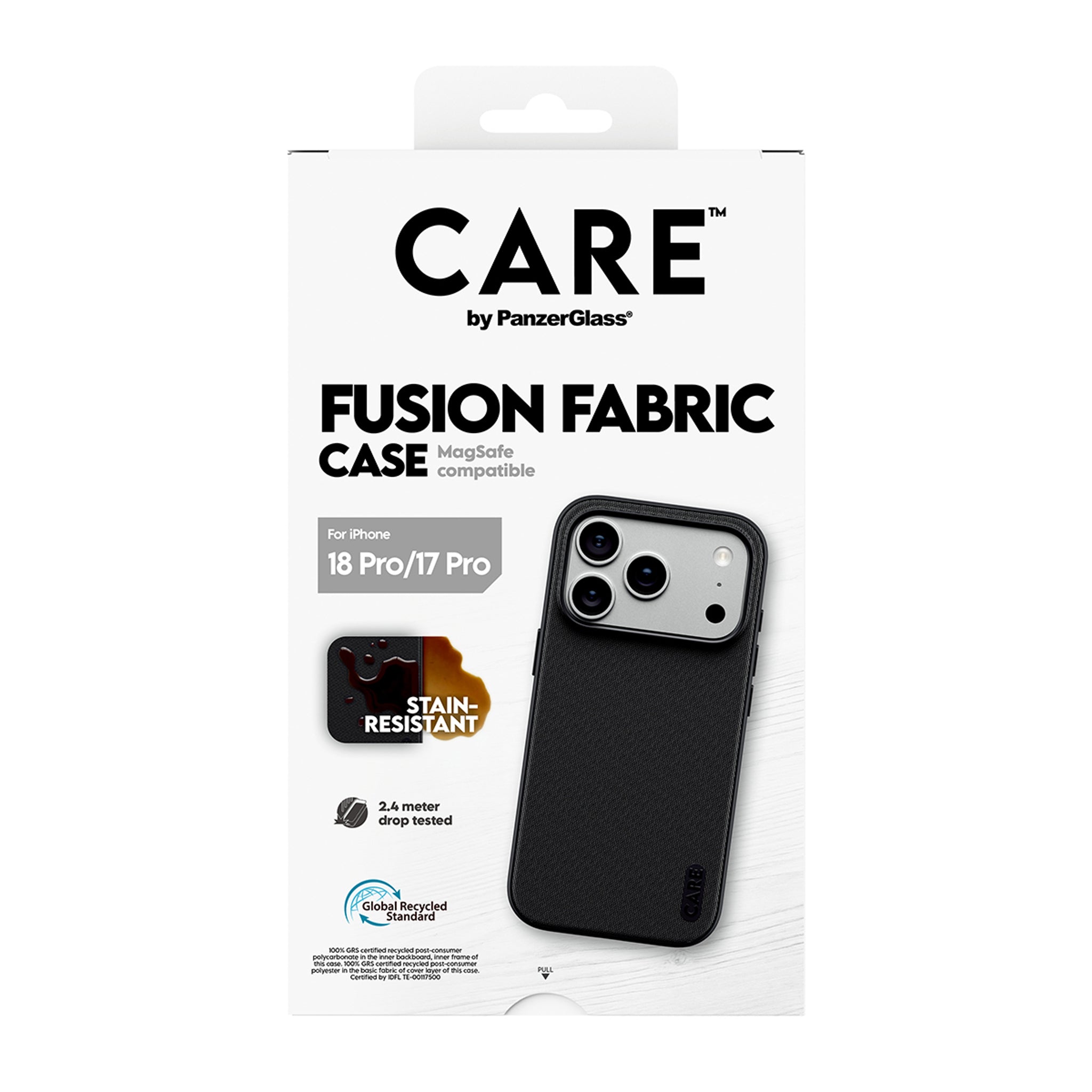 CARE™ by PanzerGlass® Fusion Fabric Case Black w. MagSafe iPhone 18 Pro | 17 Pro
